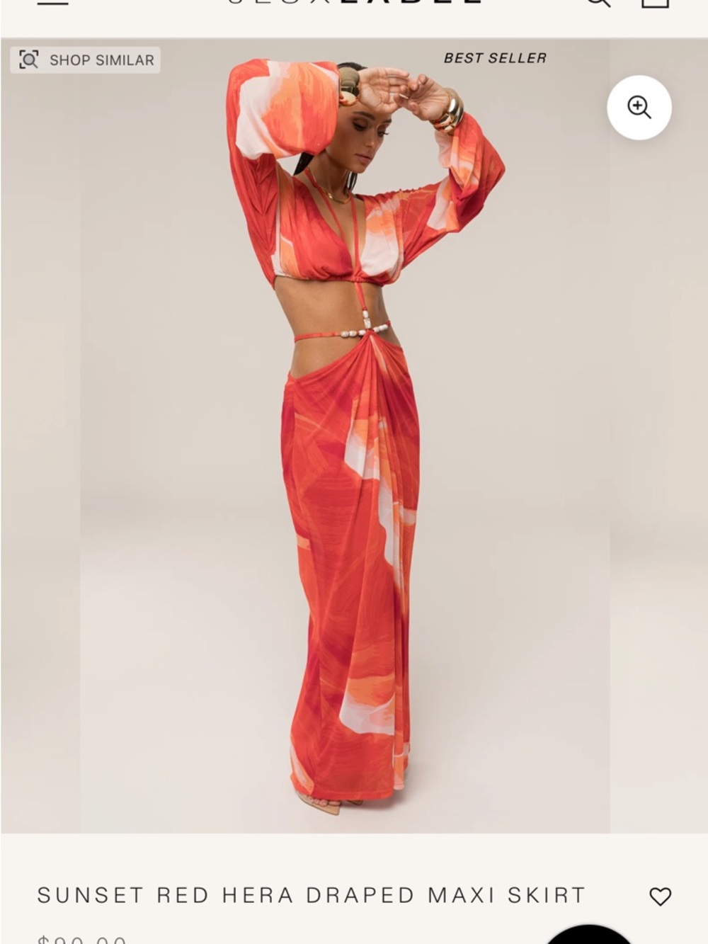 JLUXLABEL- Sunset Red Selene Draped Top - Picture 5 of 12